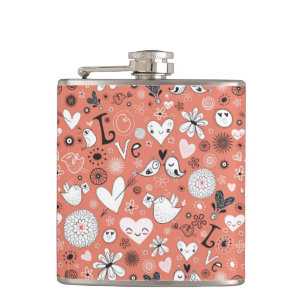 Love Birds Pattern Flask