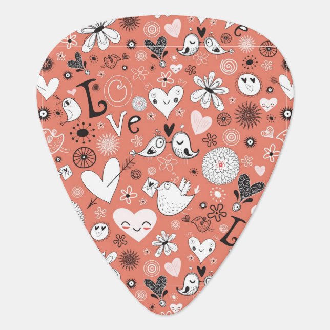 Love Birds Pattern Guitar Pick (Front)