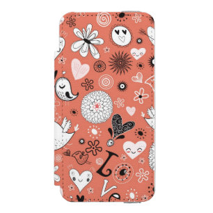 Love Birds Pattern iPhone SE/5/5s Wallet Case