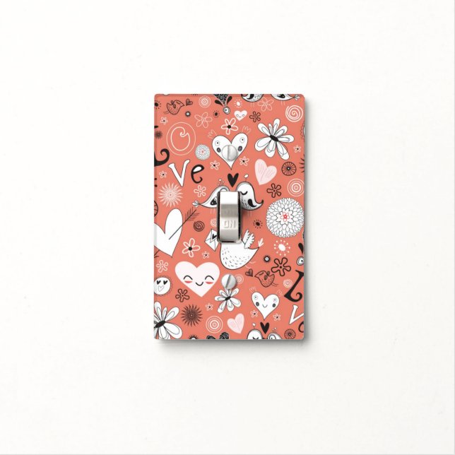 Love Birds Pattern Light Switch Cover (In Situ)