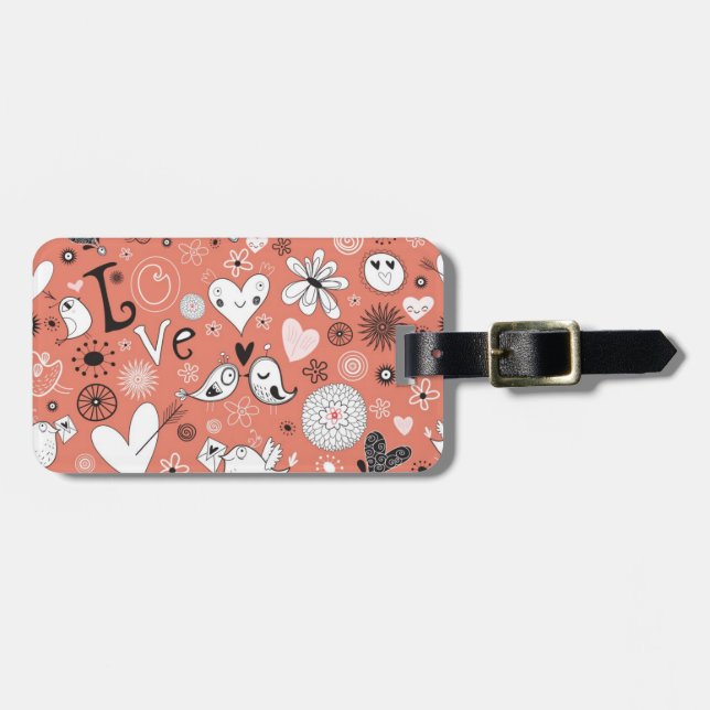 Love Birds Pattern Luggage Tag (Front Horizontal)