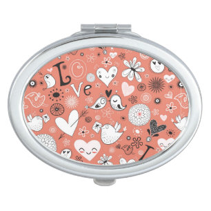 Love Birds Pattern Makeup Mirror