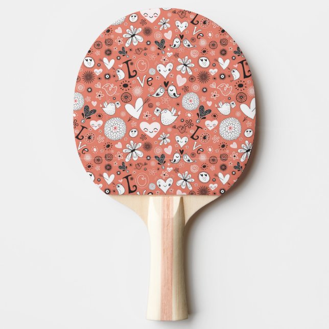 Love Birds Pattern Ping Pong Paddle (Front)