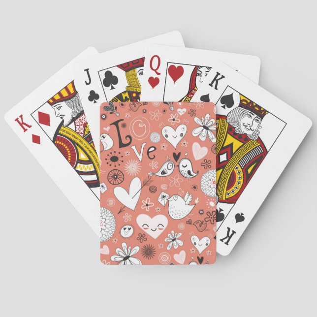 Love Birds Pattern Poker Cards (Back)