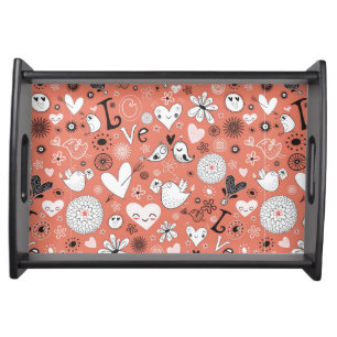 Love Birds Pattern Serving Tray
