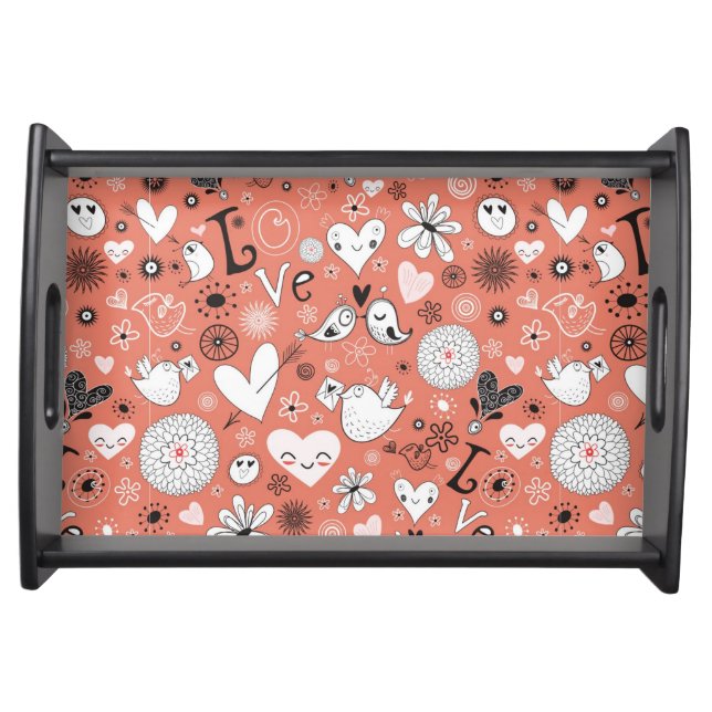 Love Birds Pattern Serving Tray (Front)