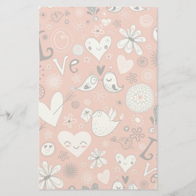 Love Birds Pattern Stationery (Front)