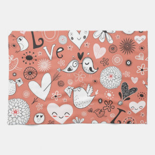Love Birds Pattern Towel