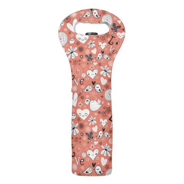 Love Birds Pattern Wine Bag (Front)
