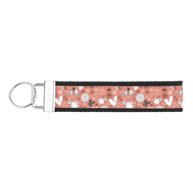 Love Birds Pattern Wrist Keychain (Keys on Left)