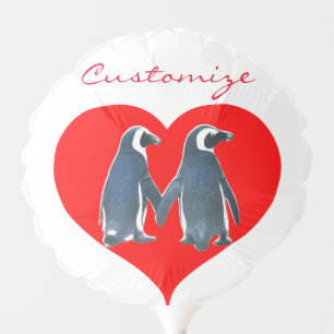 Love Birds Penguin Couple Hearts Thunder_Cove Balloon
