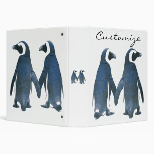Love Birds Penguin Couple Thunder_Cove 3 Ring Binder