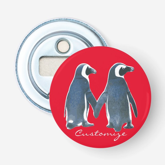 Love Birds Penguin Couple Thunder_Cove Bottle Opener (Front)