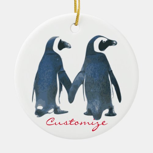 Love Birds Penguin Couple Thunder_Cove Ceramic Ornament