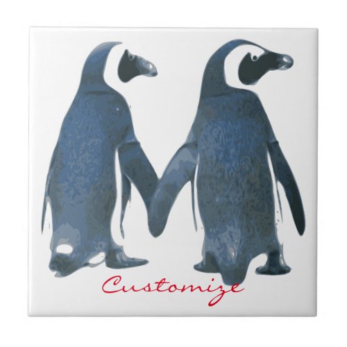 Love Birds Penguin Couple Thunder_Cove Ceramic Tile