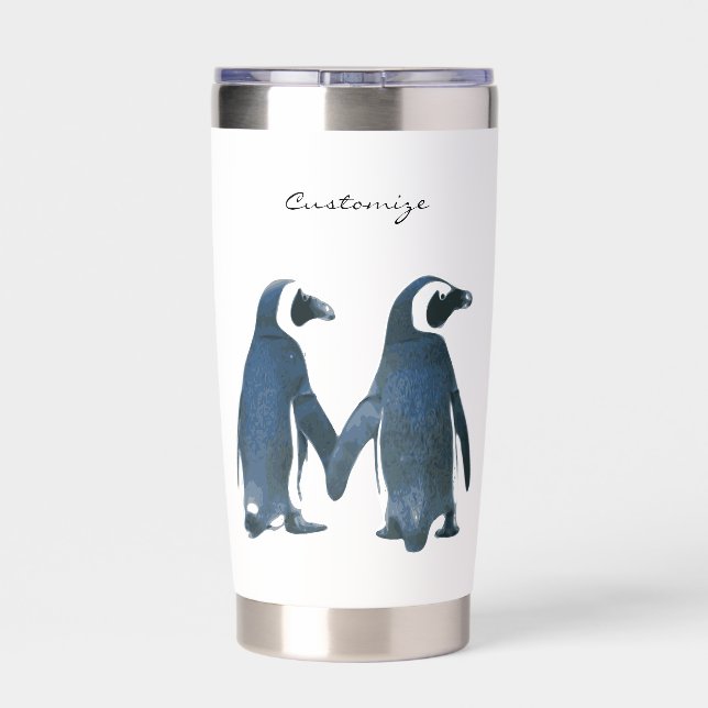 Love Birds Penguin Couple Thunder_Cove Insulated Tumbler (Back)