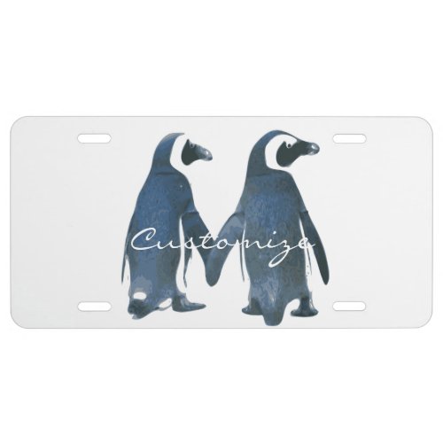 Love Birds Penguin Couple Thunder_Cove License Plate