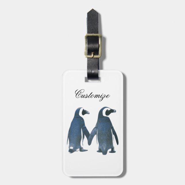 Love Birds Penguin Couple Thunder_Cove Luggage Tag (Front Vertical)