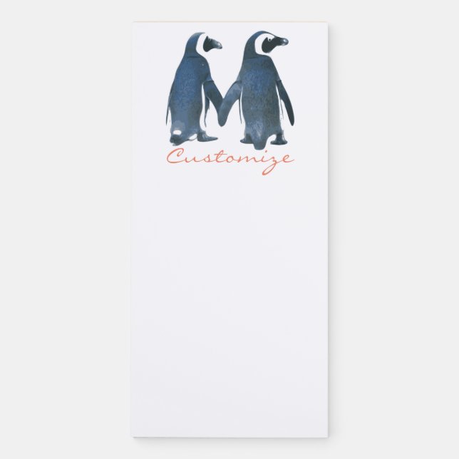 Love Birds Penguin Couple Thunder_Cove Magnetic Notepad (Front)