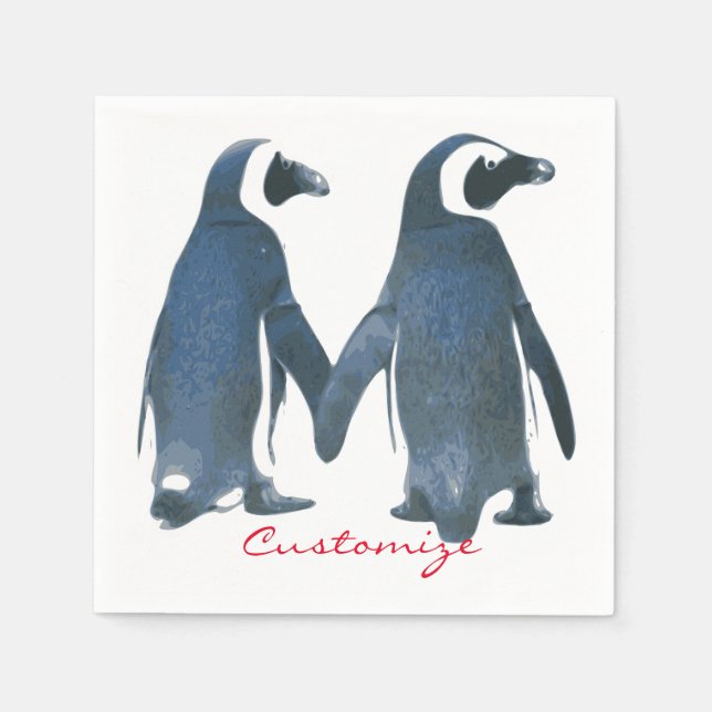 Love Birds Penguin Couple Thunder_Cove Napkins (Front)