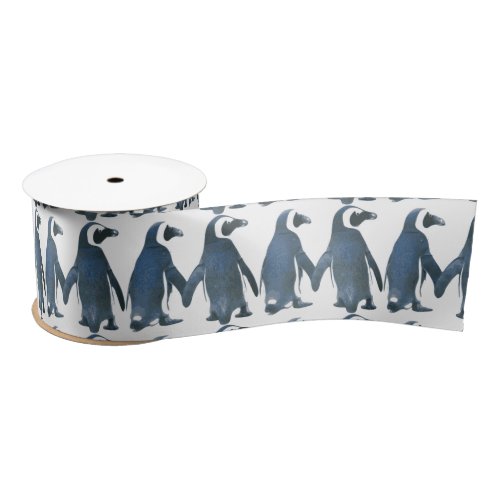 Love Birds Penguin Couple Thunder_Cove Satin Ribbon