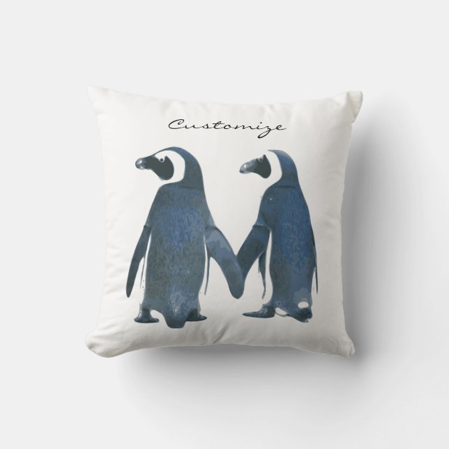 Love Birds Penguin Couple Thunder_Cove Throw Pillow (Front)