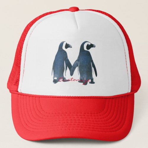 Love Birds Penguin Couple Thunder_Cove Trucker Hat
