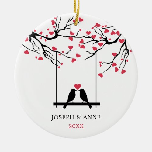 Love Birds Personalized Couple Together Dated Ceramic Ornament