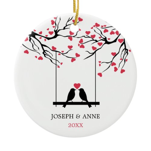 Love Birds Personalized Couple Together Dated Ceramic Ornament