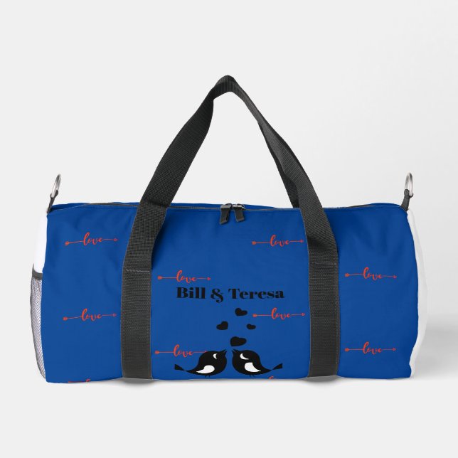 Love Birds-Personalized Names Duffle Bag (Back)