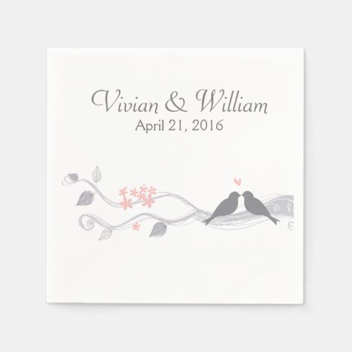 Love Birds Personalized Wedding Paper Napkin