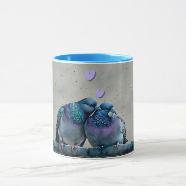 Love Birds Pigeon Bird Art Cup Mug (Center)