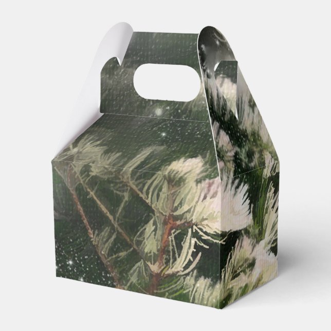 Love Birds + Pine Tree Night Wedding Custom Favor Boxes (Front Side)