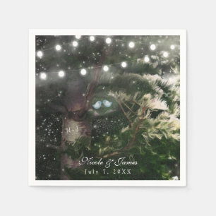 Love Birds + Pine Tree Night Wedding Reception Napkins
