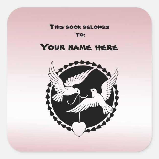 Love Birds Pink Bookplate