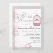 Love Birds Pink Bridal Shower Invitations (Front/Back)