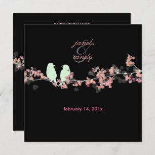 LOVE BIRDS/PINK CHERRY BLOSSOMS/SAKURA/DIY BCKGRND INVITATION