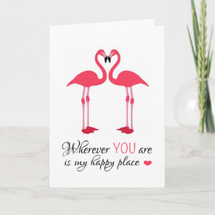 Love Birds Pink Flamingos Holiday Card