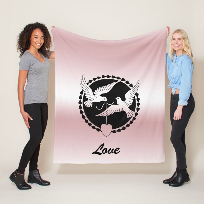 Love Birds Pink Fleece Blanket