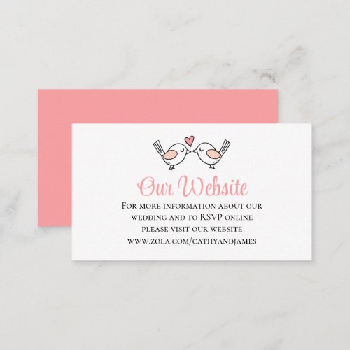  Love Birds Pink Lovebirds Black Wedding Details   Enclosure Card