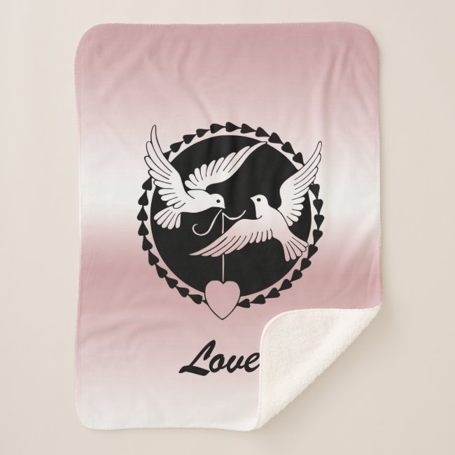 Love Birds Pink Sherpa Blanket