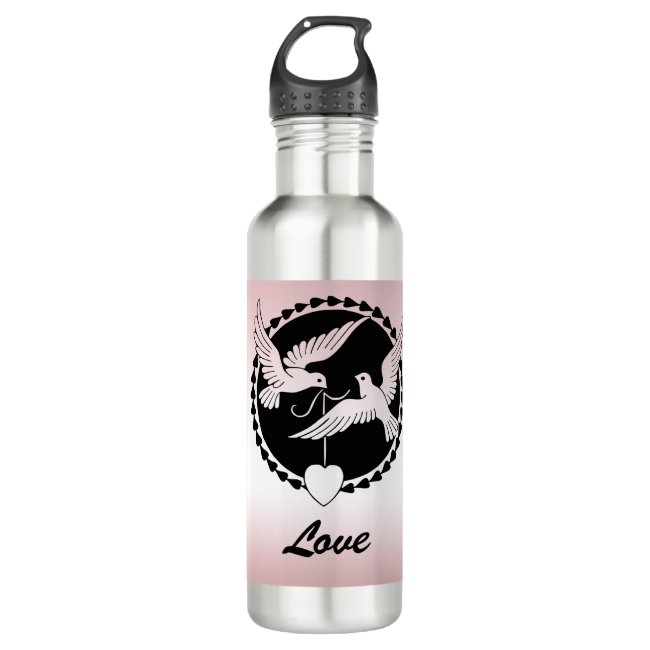 Love Birds Pink Water Bottle