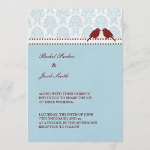 Love Birds Red & Blue Invitation