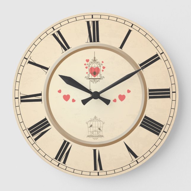 Love Birds Roman Numeral Large Clock (Front)