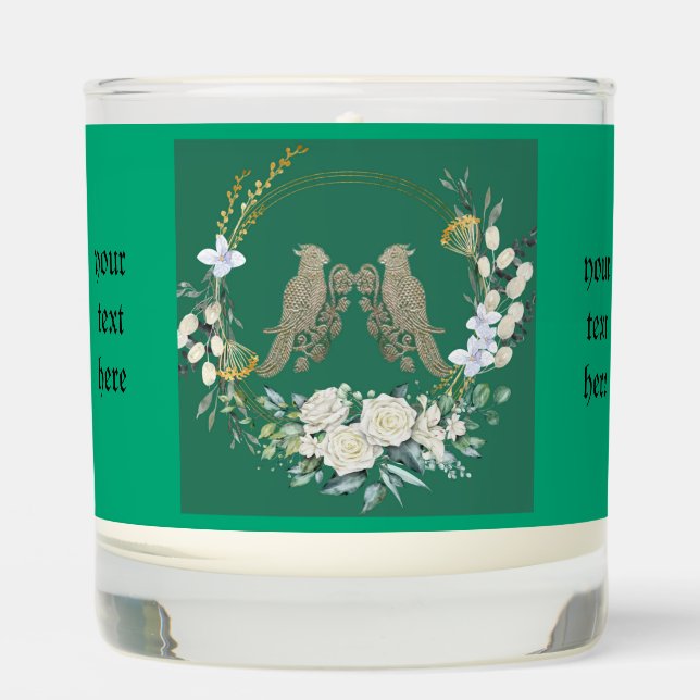 Love birds roses Scented Jar Candle valentines (Front)