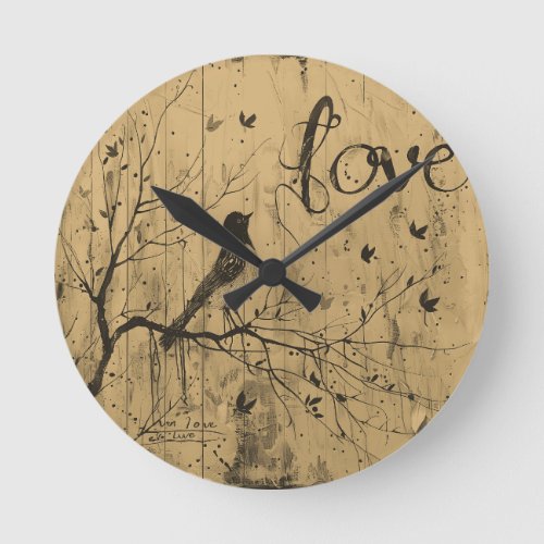 Love Birds Round Clock