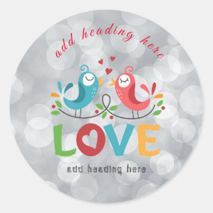 Love Birds Round Sticker
