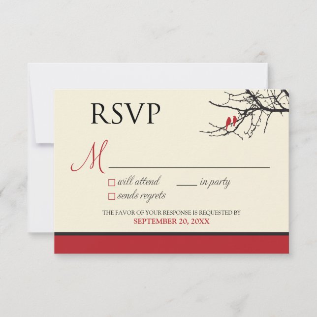Love Birds RSVP Card (black/red) ::CUSTOM:: (Front)
