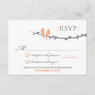 Love Birds RSVP Card (coral & white)
