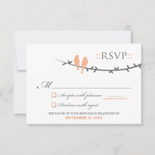 Love Birds RSVP Card (coral &amp; white)